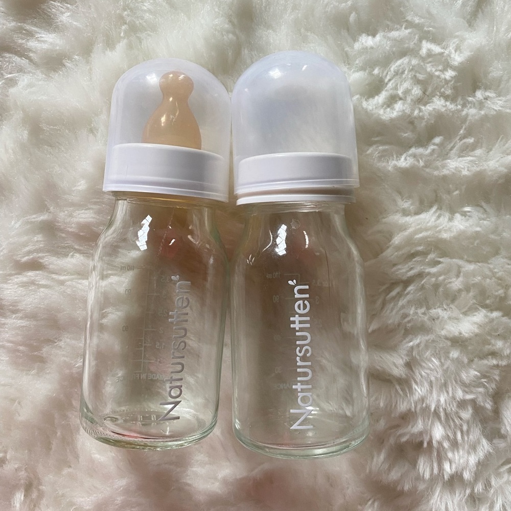 Natursutten glass bottles with natural rubber nipple